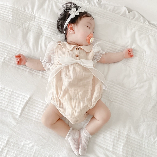 Детский комбинезон, летняя одежда, тонкий комплект для новорожденных для девочек, летнее боди для принцессы