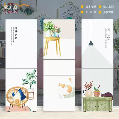 Refrigerator stickers Nordic personality cartoon cute full stickers refurbished self-adhesive waterproof removable decorative stickers creative