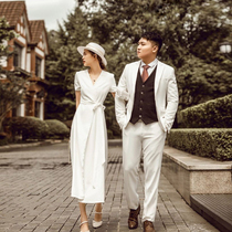 Collar license small white dress French style light wedding dress 2022 new bridal bandwagon minimalist gown to register for engagement small gown