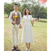 Collar certificate registration little white dress Brigade slapped light wedding dresses French satin minimalist everyday can be worn with dress 2022