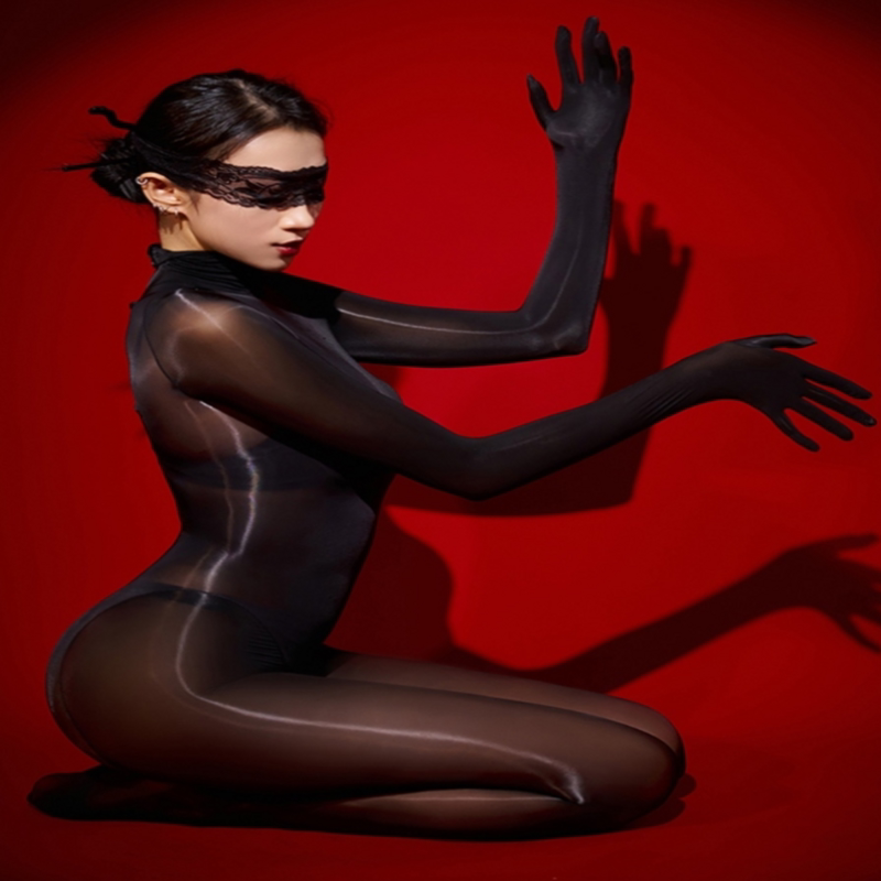 [Cicada Wings] Large Size All-Inclusive Jumpsuit for Women, High-End Sexy Long-Sleeved Sexy One-Piece Stockings, Shiny 5D Bodysuit
