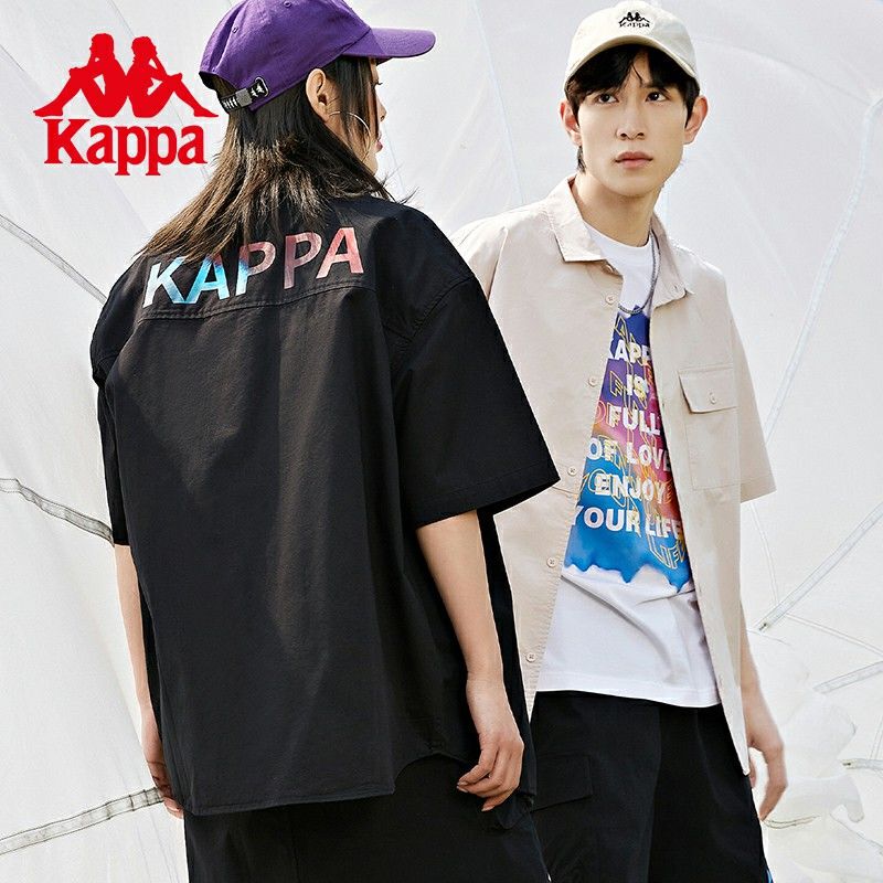 Kappa Kappa Yue Jing Short-Sleeved Shirt New Style Couple Men and Women Printed T-Shirt Casual Cardigan K0Cx2Sd01D