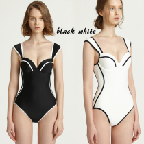 South Korea New Ladies Triangle Conjoined Law Style Retro Body Steel Tosexy Spa Holiday Swimsuit Dress With Chest Cushion