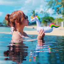 ins new inflatable unicorn cup holder cup holder water floating toy pet swimming circle shooting props