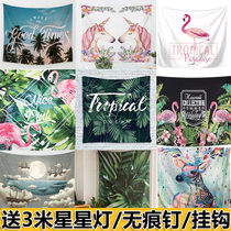 inNordic bedroom decorative cloth hanging cloth green planting wall blanket background cloth bedroom background wall home wall hanging blanket