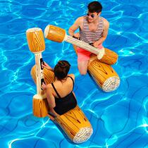 New inflatable water competitive game props equipped wood floating percussion baton group Jianchi Riding Toys