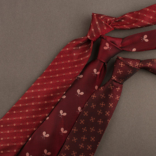 British Tie Men's Lazy Knot-Free Formal Zipper Style Classy Men's Business Suit Hand-Tied Red Wedding Groom