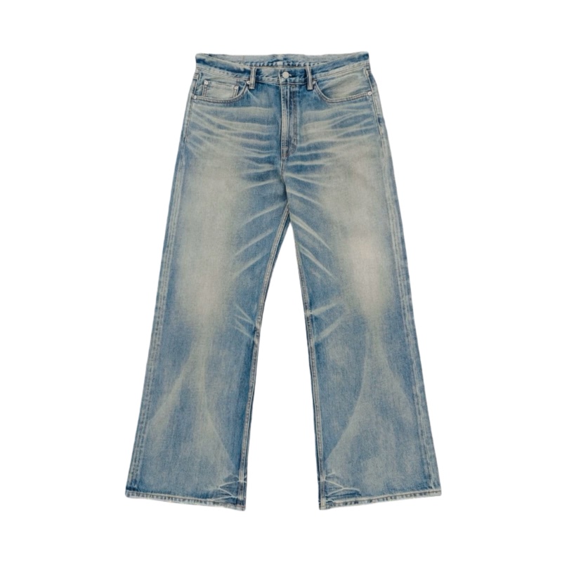 Siam1R1Zesml Blue Retro A-Line Wide-Leg Kanglong Loose Flared High-Waisted Cleanfit Jeans