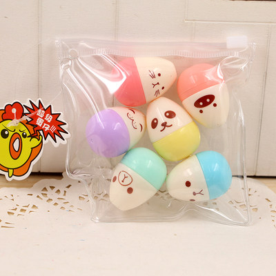 Creative Korea Stationery 6 Color Cute Styling Bizarre Fluorescent Watercolor Pen Leaf Egg-shaped Fluorescent Pen DIY Coloring Pen