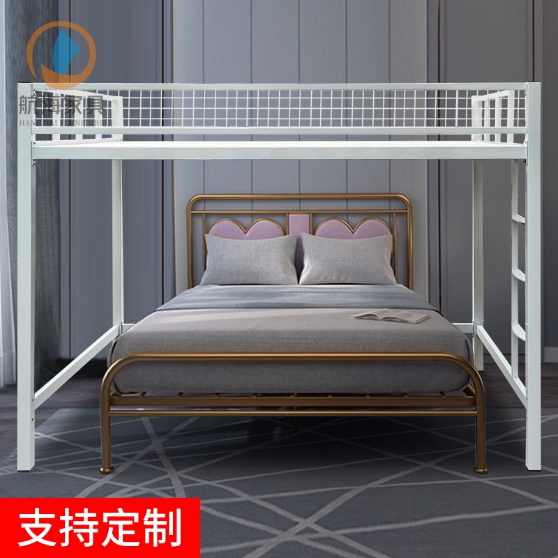 Manufacturers straight hair Hong Kong small household Wrought iron simple modern elevated bed save space can be customized style size color