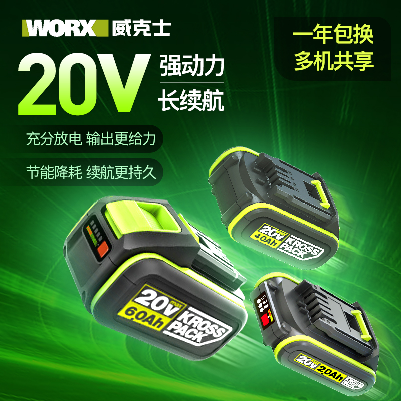 WORX 20V big foot board green battery 2 0 4 0 5 0 Original lithium battery WA4600 converter