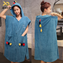Bath towels can be worn in a wrap-around bathrobe winter with cap thickened adult cloak 2022 new thick wrap wipes
