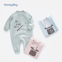 Hani Sky newborn baby long sleeved jumpsuit spring and autumn baby cute climbing clothes cotton hem clothes pullover pajamas