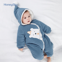 Hani Sky Newborn Baby Cotton One-piece Clothes Winter Thick Ha Clothes Baby Out Winning Clothes Windproof Hooded Climbing