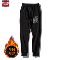 Boose pants men 2020 winter New plus velvet padded ethnic style embroidery pants loose trend casual mens pants