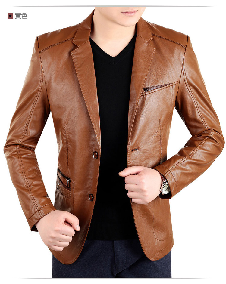 Haining da nam trung niên phù hợp với cổ áo đầu máy áo khoác da phù hợp với XL casual slim jacket mùa thu phần mỏng áo khoác adidas