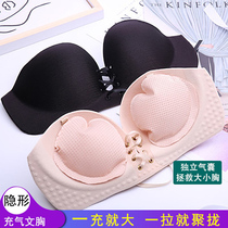 Popo Inflatable Bra Breast Stickup Woman Little Chest Thickening Poly-Wedding Dresses Special Silicone Gel Invisible Shoulder Strap Underwear