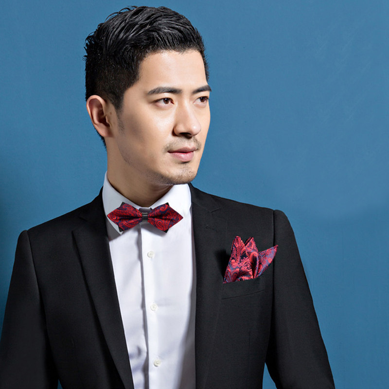 black suit with bow tie for wedding