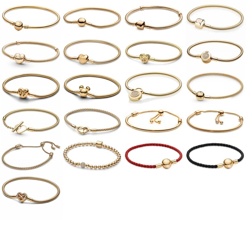 Gold-Colored Crown Bead String Bracelet, Adjustable Heart Basic Bracelet, Snake Bone Chain, Fashionable and Elegant Gift, Simple Style Gold-Colored Crown Bead String Bracelet, Adjustable Heart Basic Bracelet, Snake Bone Chain, Fashionable and Elegant Gift, Simple Style