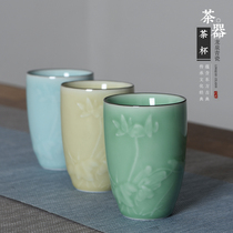 Longquan Celadon teacup Ceramic lidless lotus Household handy cup Milk cup Office hotel hospitality gift cup