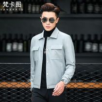 New Haining leather leather clothing sheep leather mens motorcycle leather jacket social youth handsome trend short coat