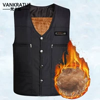 Trung niên và nhung dày áo nhiều túi cotton Áo vest nam cotton ấm áp vest ấm áp vai cha mặc chống gió áo thun coolmate