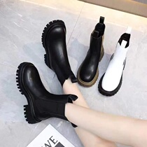 Leather Martin boots womens 2022 new British style spring and autumn single boots short boots fashion thick bottom smoke pipe Chelsea boots