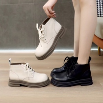 Leather Martin boots womens British style 2022 new early autumn boots single boots ins trendy explosion street short boots