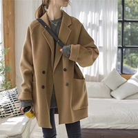 Khí lạnh cao mùa thu và thiết kế mùa đông cảm giác thích hợp của phụ nữ Waitmore áo khoác nhỏ cashmere tươi dày măng tô nữ