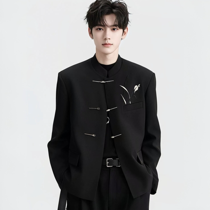 New Chinese-Style Suit for Men, Zhongshan Suit, Men's Wedding Suit Jacket, Stand-Up Collar, Traditional Chinese Style Wedding Groom Suit Set New Chinese-Style Suit for Men, Zhongshan Suit, Men's Wedding Suit Jacket, Stand-Up Collar, Traditional Chinese Style Wedding Groom Suit Set