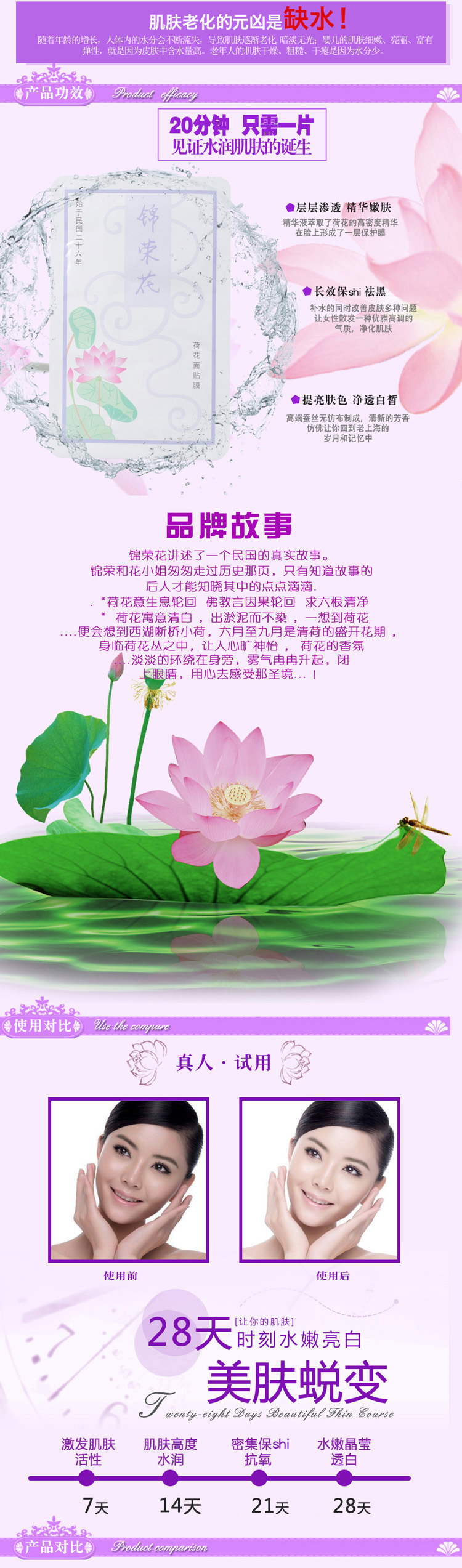 15 cái mua 2 tặng 1 Thượng Hải Jinronghua Cộng Hòa của Trung Quốc mặt nạ hoa sen mặt nạ dưỡng ẩm mặt nạ nội địa trung