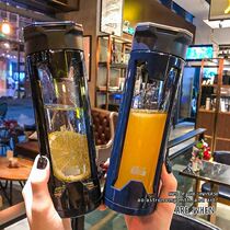 Cup boys summer glass mens and womens student water cup simple Korean straw cup creative portable anti-fall and heat-resistant