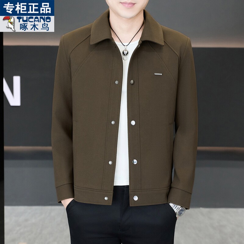 Woodpecker High-End Men's Jacket 2026 New Style Turn-Down Collar Casual Spring Short Jacket for Young and Middle-Aged Men Trendy Top