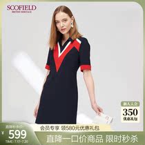 SCOFIELD WOMENs 2019 season CONTRAST SQUARE COLLAR SLIM short sleeve dress SFOW92303S