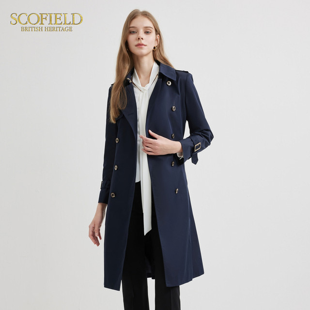 Scofield Women's Mid-Length Commuting British Style Retro Windbreaker Jacket