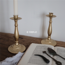 Retro copper old gold iron candlestick pendulum shooting props home decoration Nordic home furnishings candles