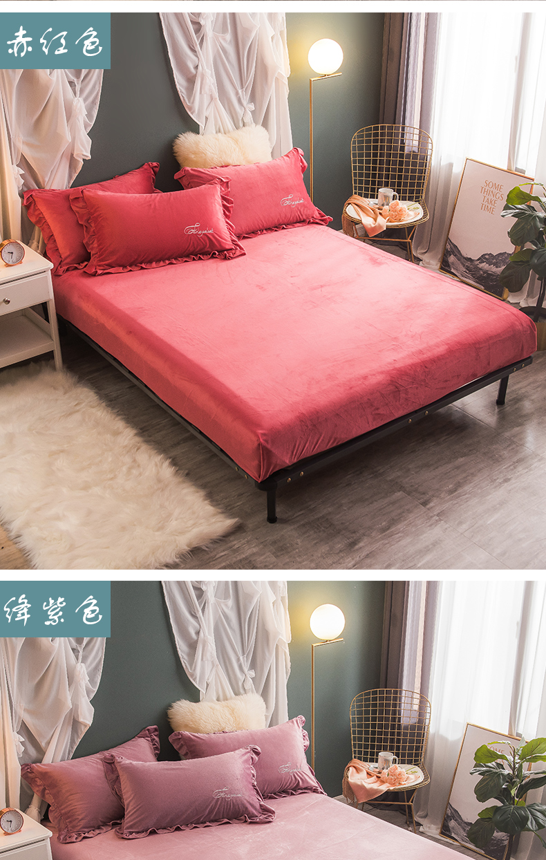 Giường ngủ flannel mảnh tấm vải liệm dày Coral Fitted nệm bìa nhung Simmons bảo vệ tay áo che giường cashmere - Trang bị Covers Ga phủ giường