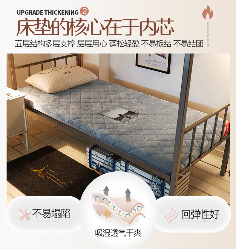 Nệm ký túc xá nam cực 0,9m đệm flannel dày đơn 1,5m nệm đôi - Nệm nệm khách sạn