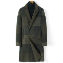 Autumn and winter 100% full wool double-sided cashmere coat men long double-breasted handsome woolen woolen trench coat coat