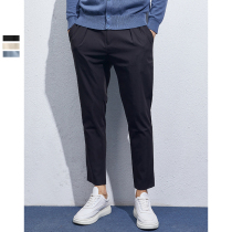 Spring and Autumn New Men Double Pleated Suit ankle-length pants Men Slim Feet Joker Trend Straight Casual Pants
