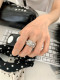 Chachayo Korean Style ins Simple and Versatile Heart Pearl Starburst Oil-Drip Wide Adjustable Open Ring