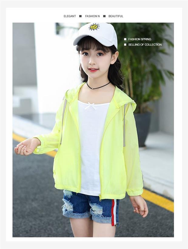 Mùa xuân và mùa thu mùa hè mặc quần áo bé gái áo gió mùa hè ở trẻ lớn quần áo chống nắng mỏng ngoài trời áo chống nắng - Quần áo ngoài trời cho trẻ em áo khoác ngoài có mũ bé trai