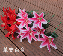 Simulation flower single lily bouquet cheap silk flower gift flower Mothers Day Teachers Day flower arrangement activity flower wholesale