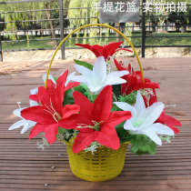 Cheap silk flowers Qingming Flowers Simulation flowers Lily basket Grave sweeping flowers Grave cemetery flowers Fake flowers Sacrificial flowers Decorative flowers