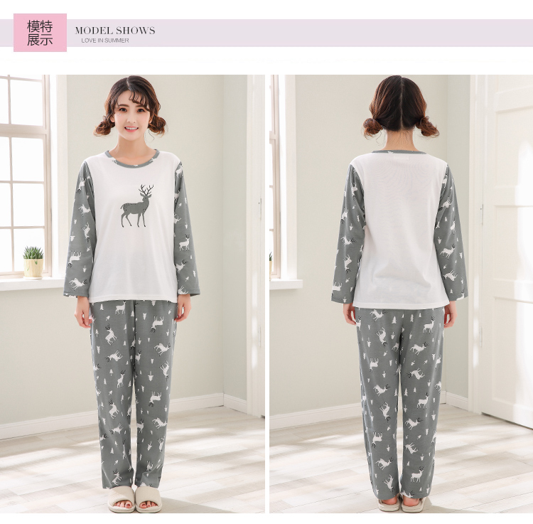 Mùa xuân và mùa thu đông cotton dài tay nam nữ thanh thiếu niên hoạt hình bình thường bộ đồ ngủ cộng với phân bón XL cặp đôi dịch vụ nhà đồ bộ nam mặc nhà