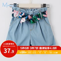 Quần áo bé gái Moomoo quần short bé gái 2019 mới cho bé lớn mùa hè mỏng mảnh hoang dã quần short denim - Quần jean shop quần áo trẻ em đẹp