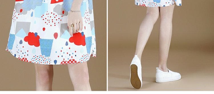 Meizhi fat MM chị 2018 hè mới thả lỏng XL nữ in hình cổ áo búp bê nữ áo sweater nữ