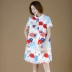 Meizhi fat MM chị 2018 hè mới thả lỏng XL nữ in hình cổ áo búp bê nữ áo măng tô nữ Cộng với kích thước quần áo