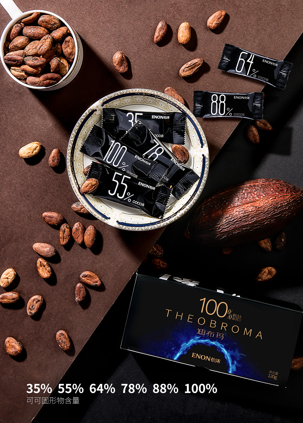 怡浓 100%纯可可脂 黑巧克力 礼盒装 120g*4盒 6种口味 图2