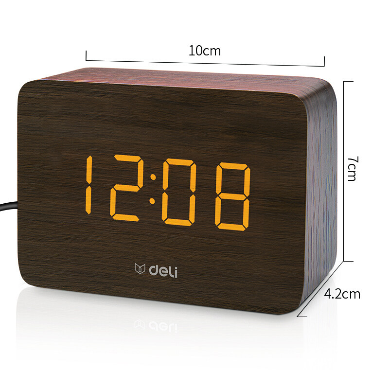 Able Jane about fashion wood grain large number students get up and alarm clock creative big volume home with smart night light alarm bells